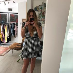 Mini Gingham Wrap Dress from Revolve Clothing
